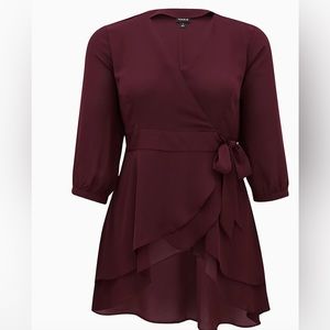 Torrid Georgette Wrap Tunic Blouse, size 4. New with tags.